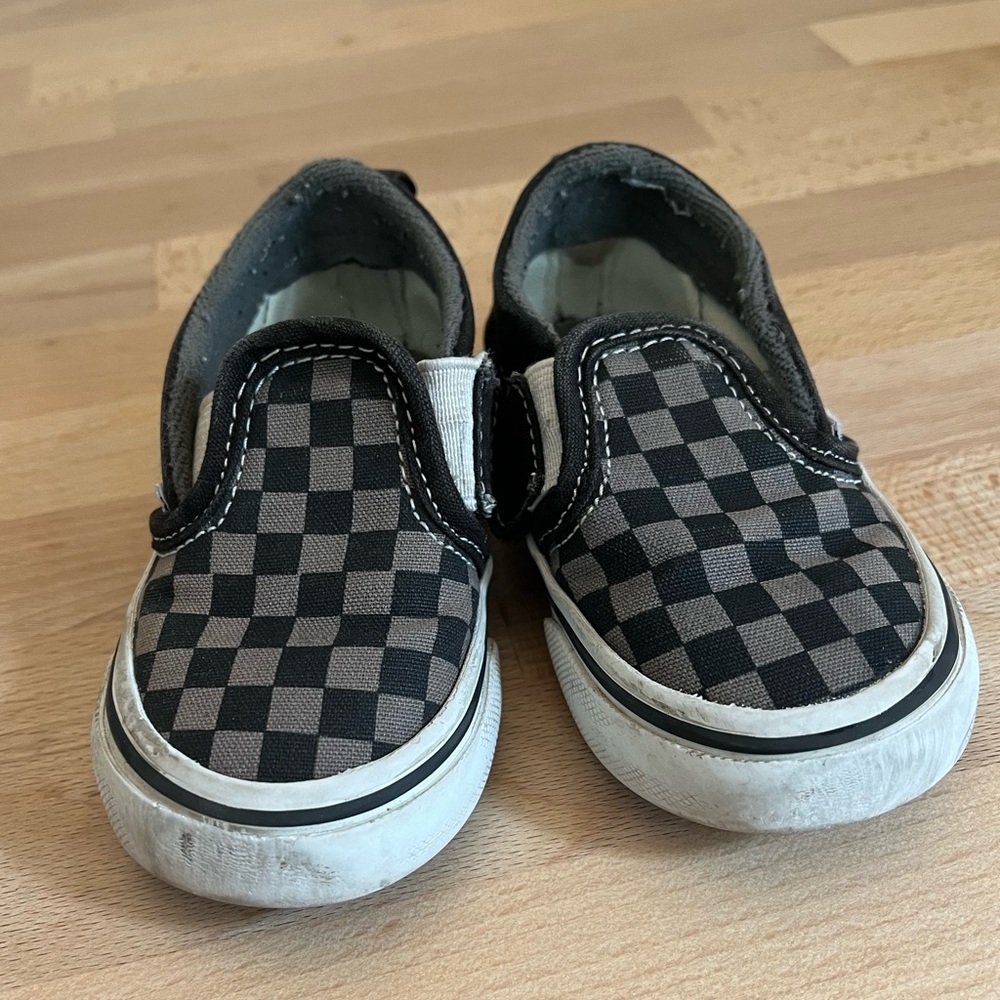 Vans gray checkered slide on shoes toddler size 6